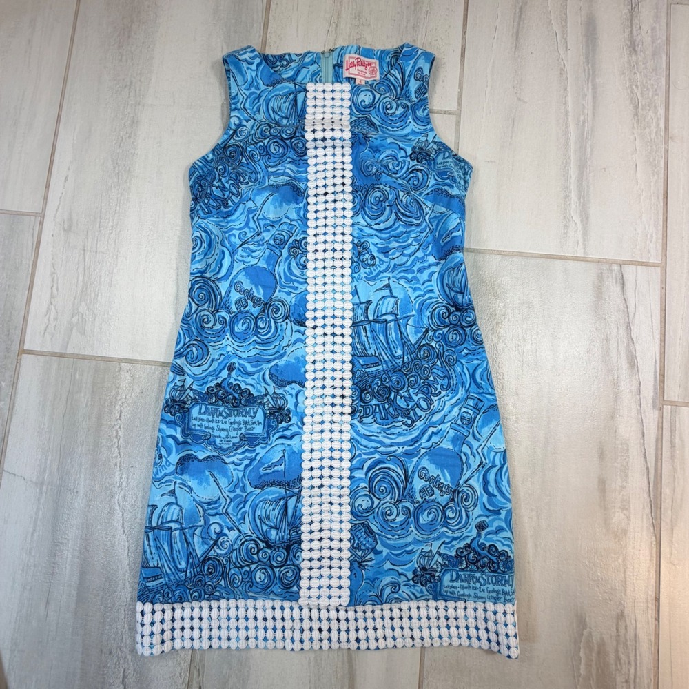 Lilly Pulitzer DARK N STORMY Worth Shift Dress Sz 4 HOLY GRAIL Originals Rare
